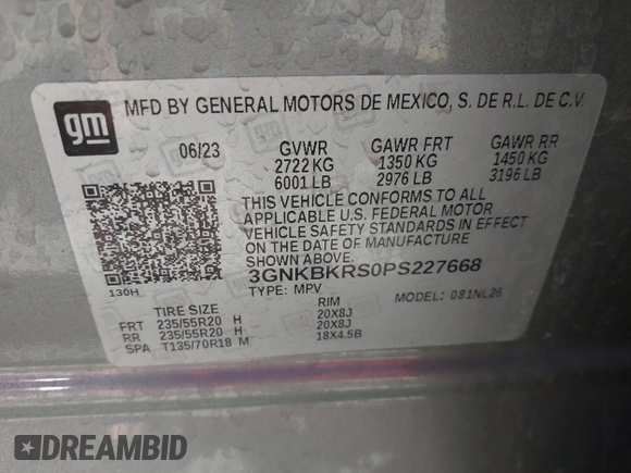 2023 Chevrolet Blazer RS z VIN 3GNKBKRS0PS227668, wystawiony jako IAAI lot #42337868 z przebiegiem 10 286 mil mil oraz . Historia ofert i sprzedaży dostępna na DreamBid. Obrazek 9.