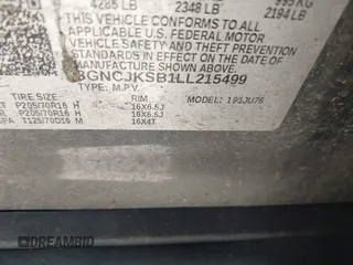 2020 Chevrolet Trax LS with VIN 3GNCJKSB1LL215499, listed as a IAAI auction lot 41744528 with 83,826 mi miles. Bid and sale history available at carsss.com. Image 9.