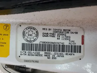 1998 Lexus GS 300 z VIN JT8BD68S8W0032742, wystawiony jako Copart lot #58038025 z przebiegiem 285 020 mil mil oraz Czysty tytuł • Clean title. Historia ofert i sprzedaży dostępna na DreamBid. Obrazek 12.