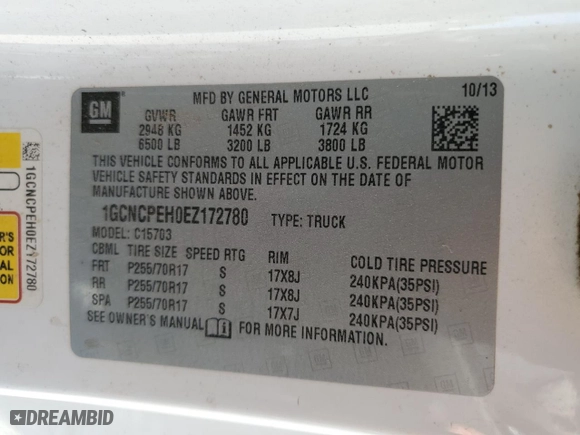 2014 Chevrolet Silverado 1500 Work Truck with VIN 1GCNCPEH0EZ172780, listed as a Copart auction lot 53089975 with 153,549 mi miles and Salvage Title. Bid and sale history available at carsss.com. Image 12.