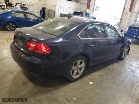 2013 Volkswagen Passat TDI SE w/Sunroof with VIN 1VWBN7A39DC039957, listed as a Copart auction lot 53238825 with 141,694 mi miles and Non Repairable. Bid and sale history available at carsss.com. Image 3.