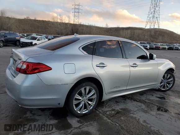 2013 Infiniti M37 with VIN JN1BY1AR4DM603393, listed as a Copart auction lot 86553784 with 112,288 mi miles and Salvage Title. Bid and sale history available at carsss.com. Image 3.