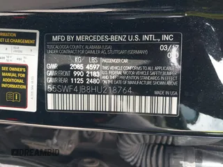 2017 Mercedes-Benz C 300 with VIN 55SWF4JB8HU218764, listed as a IAAI auction lot 42431155 with 83,673 mi miles and . Bid and sale history available at DreamBid. Image 9.