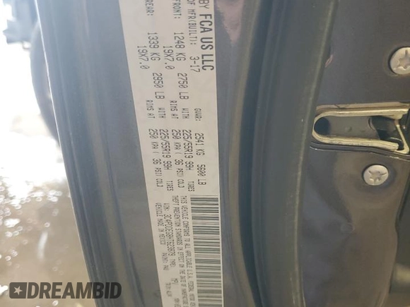 2017 Dodge Journey GT with VIN 3C4PDDEG8HT623879, listed as a Copart auction lot 57752175 with 92,822 mi miles and Salvage title. Bid and sale history available at DreamBid. Image 14.