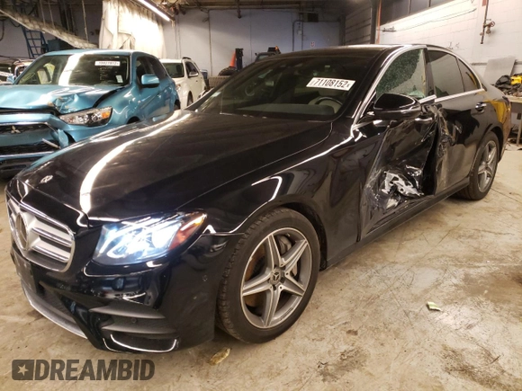 2019 Mercedes-Benz E-Class E 300 with VIN WDDZF4KB9KA550344, listed as a Copart auction lot 71108152 with 23,210 mi miles. Bid and sale history available at carsss.com. Image 1.