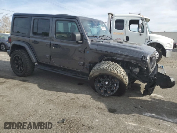 2024 Jeep Wrangler Sport S with VIN 1C4RJXN69RW147521, listed as a Copart auction lot 47298575 with 55,477 mi miles and Salvage Title. Bid and sale history available at DreamBid. Image 4.