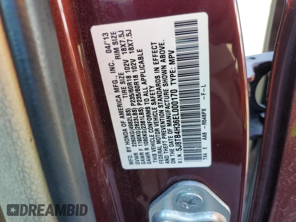 2014 Acura RDX with VIN 5J8TB4H36EL000170, listed as a Copart auction lot 65952204 with 190,310 mi miles and Salvage title. Bid and sale history available at DreamBid. Image 16.