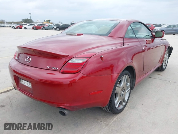 2009 Lexus SC 430 with VIN JTHFN45Y299020940, listed as a IAAI auction lot 41696619 with 90,044 mi miles and . Bid and sale history available at DreamBid. Image 4.