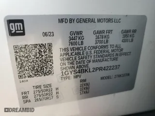 2023 Cadillac Escalade 4WD Premium Luxury with VIN 1GYS4BKL2PR422237, listed as a Copart auction lot 73868994 with 13,493 mi miles and Salvage Title. Bid and sale history available at carsss.com. Image 14.
