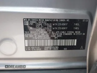 2020 Toyota RAV4 XLE with VIN 2T3W1RFV4LW094687, listed as a IAAI auction lot 42652039 with 56,693 mi miles and . Bid and sale history available at DreamBid. Image 9.