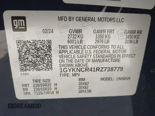2024 Cadillac XT5 FWD Premium Luxury with VIN 1GYKNCR41RZ738779, listed as a IAAI auction lot 42266837 with 3,166 mi miles and . Bid and sale history available at DreamBid. Image 9.