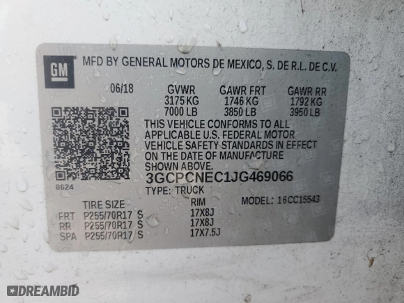 2018 Chevrolet Silverado 1500 Work Truck with VIN 3GCPCNEC1JG469066, listed as a Copart auction lot 51251775 with 74,489 mi miles and Clean Title. Bid and sale history available at carsss.com. Image 12.