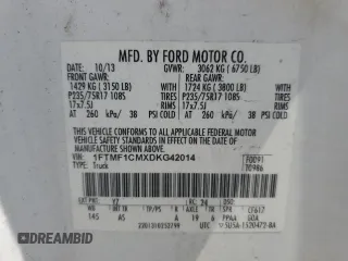 2013 Ford F-150 XL с VIN 1FTMF1CMXDKG42014, выставлен на аукционе Copart как лот 62140115 с пробегом 243 314 миль миль и Чистый • Clean title. История ставок и продаж доступна на DreamBid. Изображение 12.