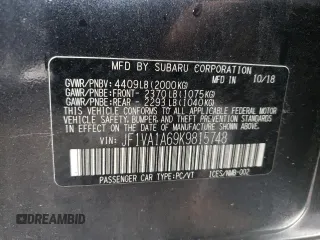 2019 Subaru WRX with VIN JF1VA1A69K9815748, listed as a Copart auction lot 36079333 with 61,171 mi miles. Bid and sale history available at carsss.com. Image 12.
