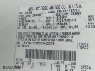 2003 Ford Ranger XL with VIN 1FTYR10D93TA42378, listed as a IAAI auction lot 42049957 with 0 mi miles. Bid and sale history available at carsss.com. Image 9.