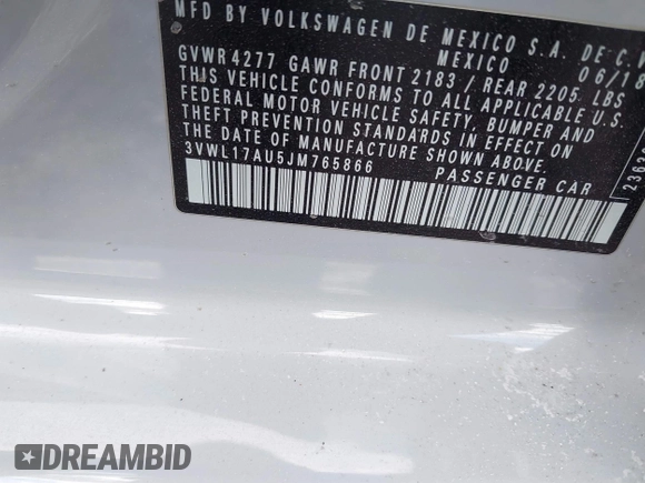 2018 Volkswagen Golf SportWagen SEL with VIN 3VWL17AU5JM765866, listed as a IAAI auction lot 41428966 with 115,378 mi miles. Bid and sale history available at carsss.com. Image 9.
