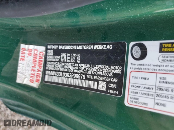2024 MINI Convertible Cooper S with VIN WMW43DL03R3R99976, listed as a Copart auction lot 88112225 with 17,104 mi miles and Clean title. Bid and sale history available at DreamBid. Image 12.