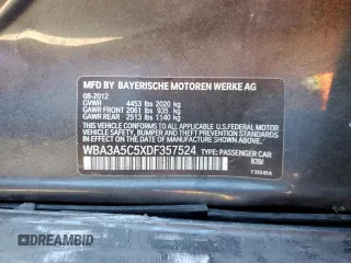 2013 BMW 3 Series 328i with VIN WBA3A5C5XDF357524, listed as a Copart auction lot 50400885 with 132,429 mi miles and Salvage Title. Bid and sale history available at carsss.com. Image 14.