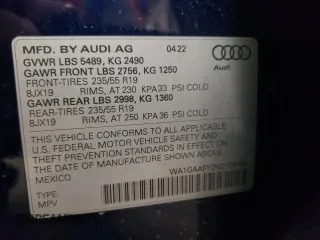 2022 Audi Q5 S line Premium with VIN WA1GAAFY2N2108169, listed as a Copart auction lot 51763745 with 53,698 mi miles and Salvage Title. Bid and sale history available at carsss.com. Image 14.