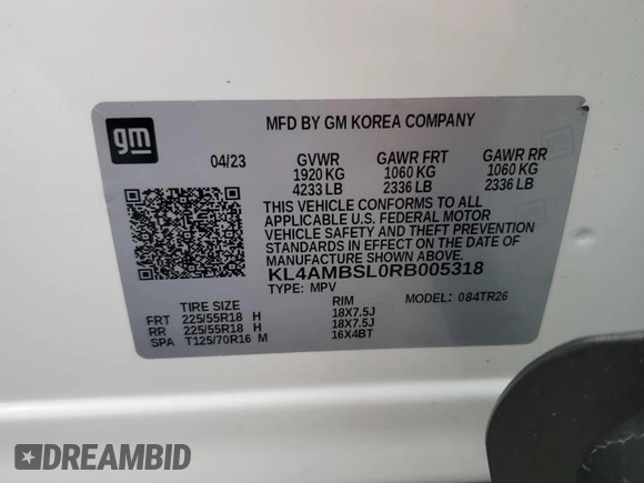 2024 Buick Encore GX Preferred with VIN KL4AMBSL0RB005318, listed as a Copart auction lot 59889535 with 24,198 mi miles and Salvage title. Bid and sale history available at DreamBid. Image 13.