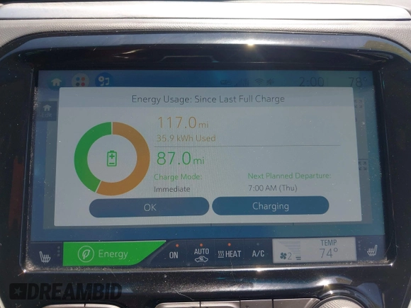 2019 Chevrolet Bolt EV Premier with VIN 1G1FZ6S09K4137605, listed as a IAAI auction lot 42258493 with 45,779 mi miles and . Bid and sale history available at DreamBid. Image 18.
