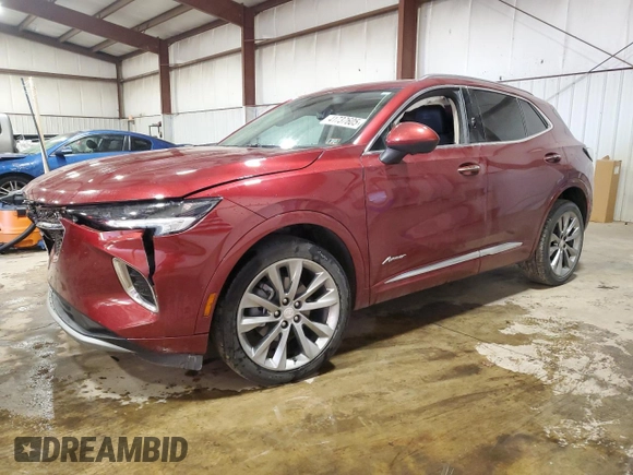 2021 Buick Envision Avenir with VIN LRBFZSR42MD166292, listed as a Copart auction lot 41737605 with 21,560 mi miles and Salvage Title. Bid and sale history available at carsss.com. Image 1.