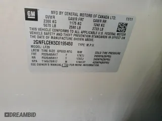 2012 Chevrolet Equinox LS with VIN 2GNFLCEK5C6195450, listed as a Copart auction lot 52959455 with 114,719 mi miles and Non Repairable. Bid and sale history available at carsss.com. Image 12.