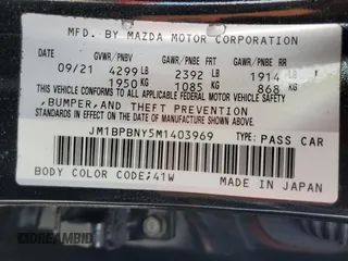 2021 Mazda 3 Premium Plus z VIN JM1BPBNY5M1403969, wystawiony jako Copart lot #87361324 z przebiegiem 33 767 mil mil oraz Nie do naprawy • Non repairable. Historia ofert i sprzedaży dostępna na DreamBid. Obrazek 12.