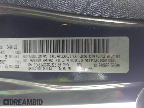 2016 Jeep Wrangler Unlimited Sport z VIN 1C4BJWDG4GL226180, wystawiony jako IAAI lot #42419561 z przebiegiem 76 522 mil mil oraz . Historia ofert i sprzedaży dostępna na DreamBid. Obrazek 9.