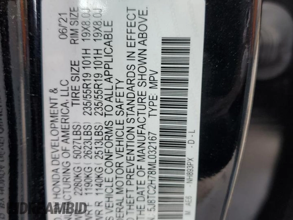 2021 Acura RDX w/Advance Package with VIN 5J8TC2H78ML032167, listed as a Copart auction lot 69178814 with Not Provided miles and Salvage Title. Bid and sale history available at carsss.com. Image 16.
