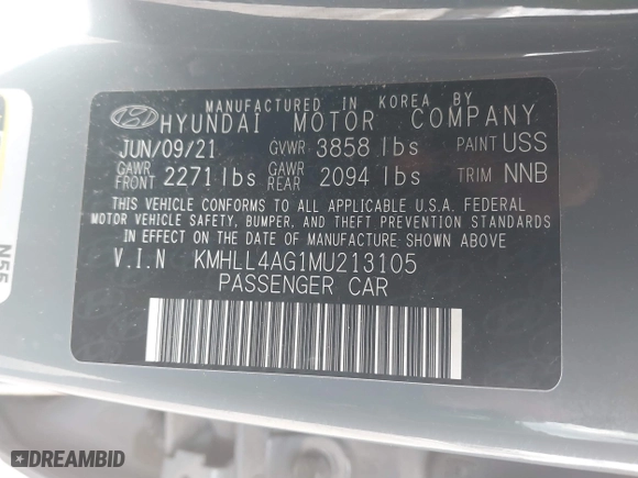 2021 Hyundai Elantra SE with VIN KMHLL4AG1MU213105, listed as a IAAI auction lot 41719223 with 73,657 mi miles. Bid and sale history available at carsss.com. Image 9.