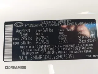 2025 Hyundai Santa Fe Calligraphy z VIN 5NMP5DGL2SH075051, wystawiony jako IAAI lot #42344858 z przebiegiem 6 728 mil mil oraz . Historia ofert i sprzedaży dostępna na DreamBid. Obrazek 9.
