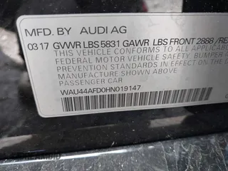 2017 Audi A8 with VIN WAU44AFD0HN019147, listed as a IAAI auction lot 41925027 with 44,542 mi miles and . Bid and sale history available at DreamBid. Image 9.