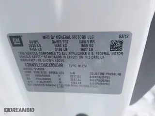 2012 Chevrolet Traverse LTZ with VIN 1GNKVLED6CJ289589, listed as a IAAI auction lot 41226374 with 122,515 mi miles. Bid and sale history available at carsss.com. Image 9.
