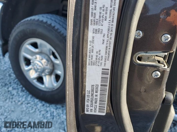 2022 Ram 2500 Big Horn with VIN 3C6UR5DL0NG365376, listed as a Copart auction lot 46855305 with 59,140 mi miles and Salvage Title. Bid and sale history available at carsss.com. Image 12.