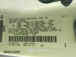 2012 Toyota Tundra с VIN 5TFRM5F17CX039933, выставлен на аукционе IAAI как лот 42158915 с пробегом 146 079 миль миль и . История ставок и продаж доступна на DreamBid. Изображение 9.