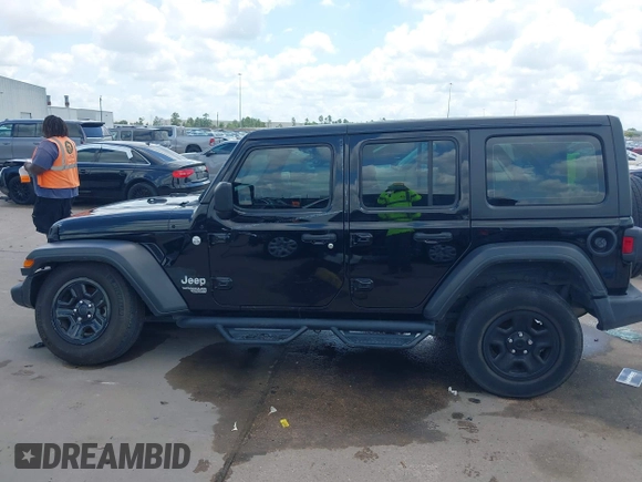 2019 Jeep Wrangler Unlimited Sport S with VIN 1C4HJXDG9KW653488, listed as a IAAI auction lot 42275297 with Not provided miles and . Bid and sale history available at DreamBid. Image 14.