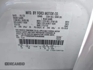 2023 Ford Maverick XL с VIN 3FTTW8E90PRA48948, выставлен на аукционе IAAI как лот 42669364 с пробегом 30 072 миль миль и . История ставок и продаж доступна на DreamBid. Изображение 9.