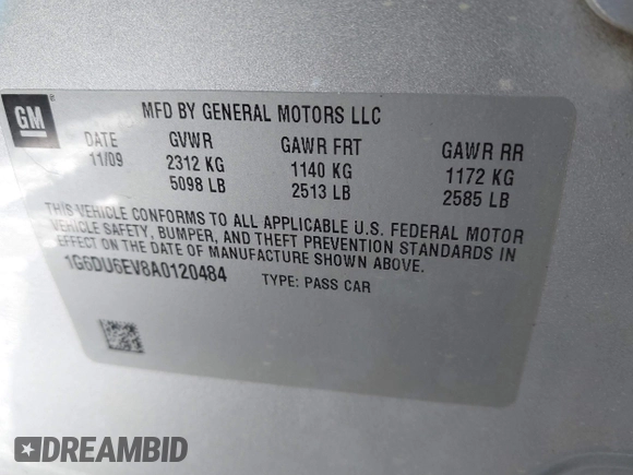 2010 Cadillac STS AWD with VIN 1G6DU6EV8A0120484, listed as a IAAI auction lot 41528974 with 89,489 mi miles and . Bid and sale history available at carsss.com. Image 9.