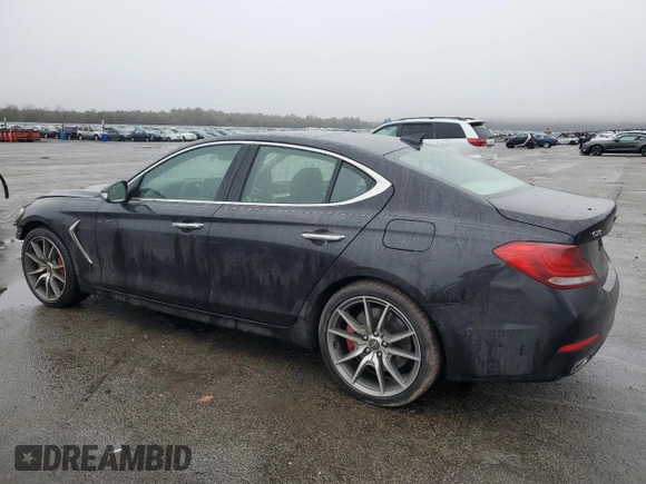 2021 Genesis G70 3.3T with VIN KMTG74LE8MU071729, listed as a Copart auction lot 43466165 with 18,760 mi miles and Salvage Title. Bid and sale history available at carsss.com. Image 2.