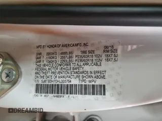 2017 Acura RDX Advance z VIN 5J8TB3H70HL005754, wystawiony jako Copart lot #45537645 z przebiegiem Nie podano mil oraz Szkoda całkowita • Salvage title. Historia ofert i sprzedaży dostępna na DreamBid. Obrazek 13.