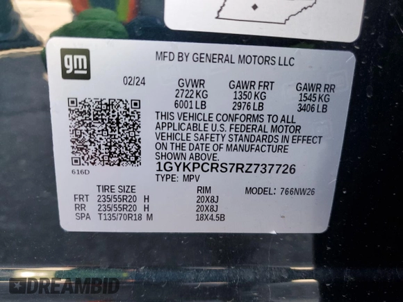 2024 Cadillac XT6 FWD Premium Luxury with VIN 1GYKPCRS7RZ737726, listed as a Copart auction lot 47471965 with 7,974 mi miles and Salvage Title. Bid and sale history available at carsss.com. Image 15.