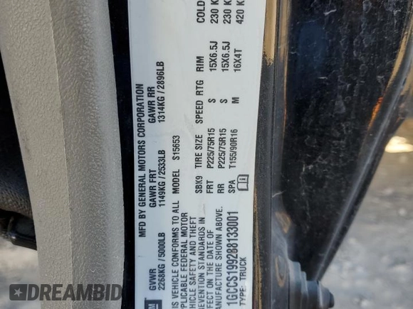 2008 Chevrolet Colorado LS with VIN 1GCCS199288133001, listed as a Copart auction lot 83343624 with 0 mi miles and Salvage Title. Bid and sale history available at carsss.com. Image 14.