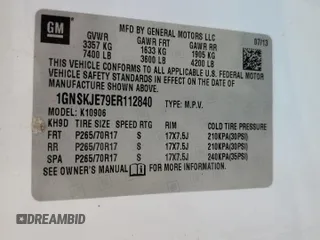 2014 Chevrolet Suburban LT with VIN 1GNSKJE79ER112840, listed as a Copart auction lot 64709074 with Not Provided miles and Salvage Title. Bid and sale history available at DreamBid. Image 15.