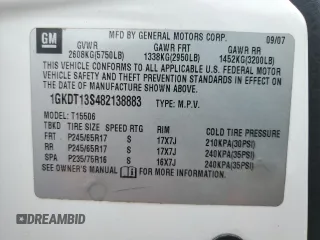 2008 GMC Envoy SLE2 with VIN 1GKDT13S482138883, listed as a Copart auction lot 60243614 with 232,037 mi miles and Salvage Title. Bid and sale history available at DreamBid. Image 14.