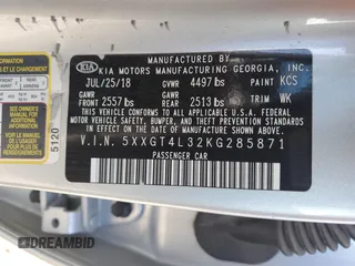 2019 Kia Optima LX with VIN 5XXGT4L32KG285871, listed as a Copart auction lot 48682925 with 103,523 mi miles and Salvage Title. Bid and sale history available at carsss.com. Image 12.