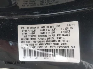 2015 Honda Accord Sedan LX with VIN 1HGCR2F31FA017202, listed as a IAAI auction lot 41981170 with 103,187 mi miles. Bid and sale history available at carsss.com. Image 9.