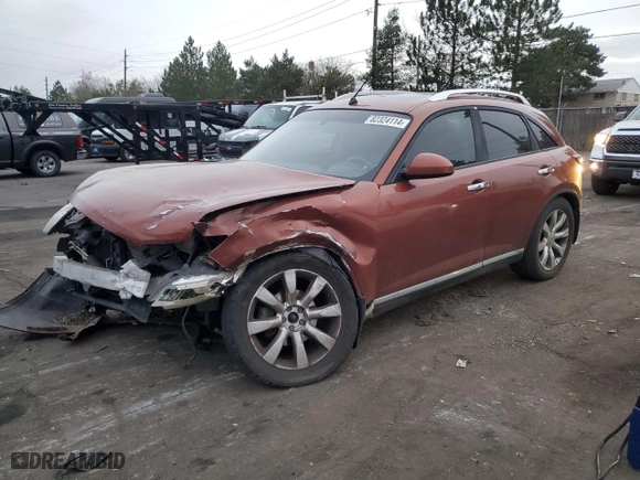 2007 Infiniti FX35 with VIN JNRAS08WX7X208198, listed as a Copart auction lot 82324114 with 0 mi miles and Salvage Title. Bid and sale history available at carsss.com. Image 1.