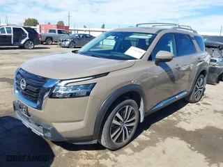 2024 Nissan Pathfinder Platinum with VIN 5N1DR3DG8RC218498, listed as a IAAI auction lot 41646908 with 7,361 mi miles. Bid and sale history available at carsss.com. Image 2.