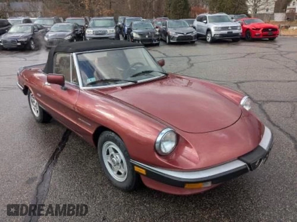 1988 Alfa Romeo Spider z VIN ZARBC5767J1056025, wystawiony jako Copart lot #58116455 z przebiegiem 78 443 mil mil oraz Czysty tytuł • Clean title. Historia ofert i sprzedaży dostępna na DreamBid. Obrazek 1.